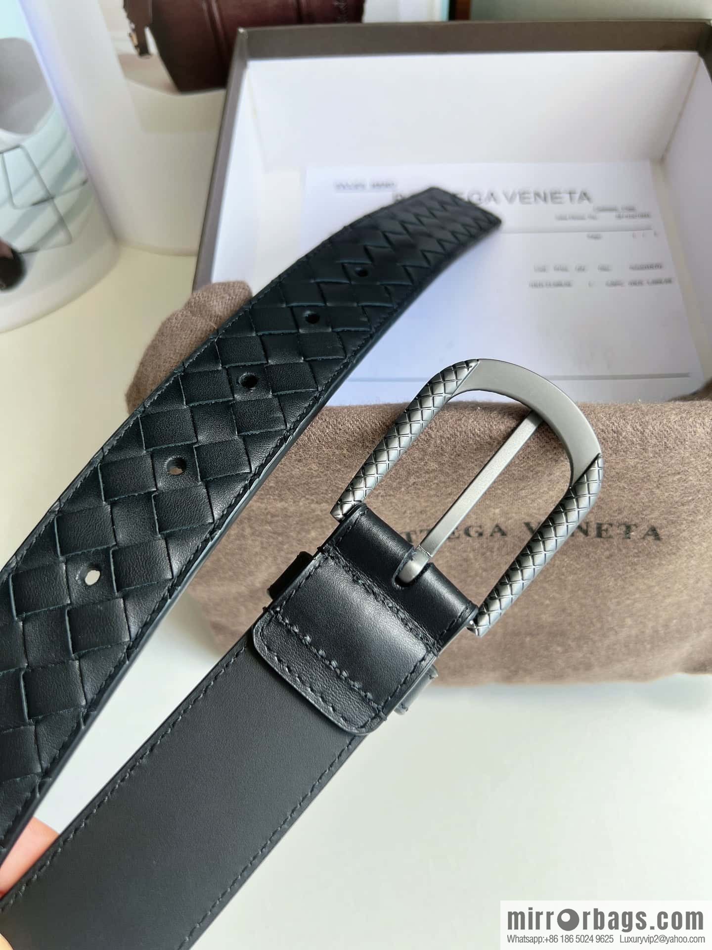 Bottega Venta Intrecciato Woven Men's 3.5cm Belt