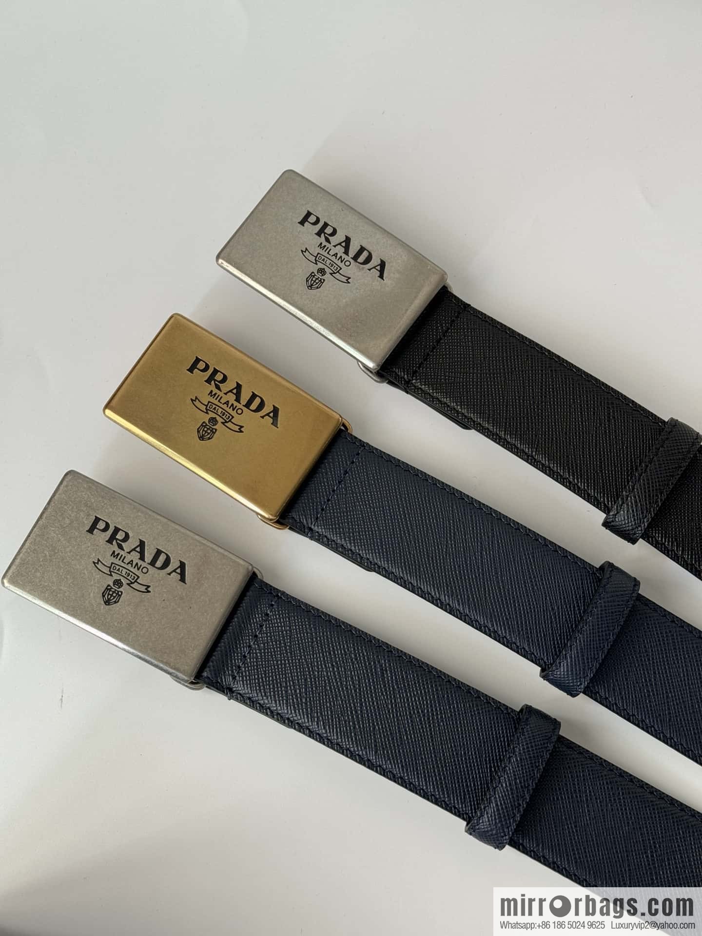 PRADA/PRADA, cross-pattern cowhide men's belt