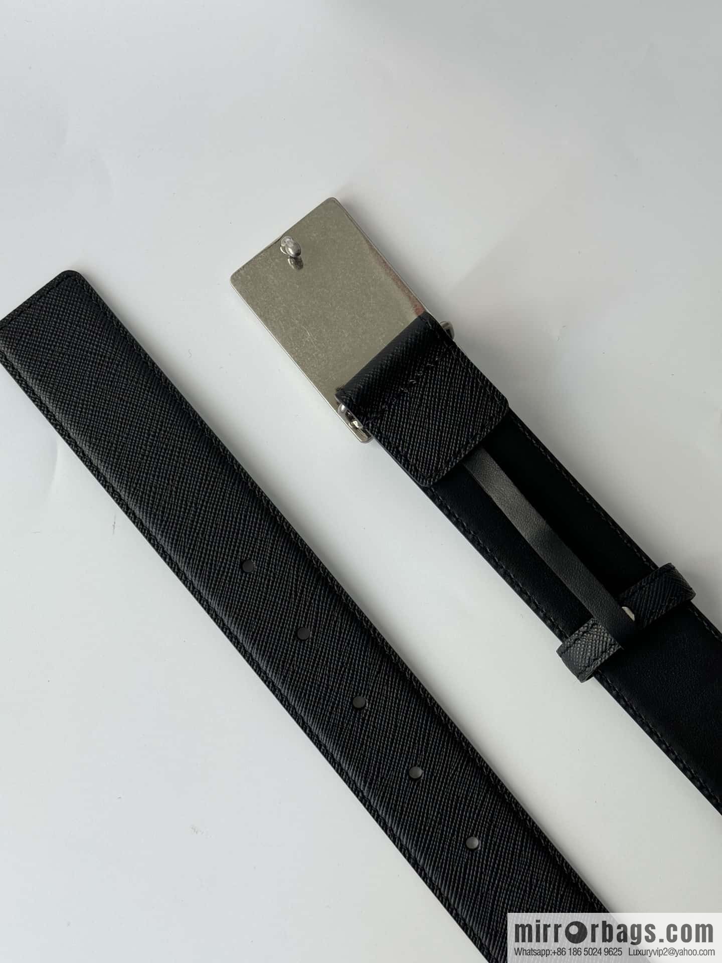 PRADA/PRADA, cross-pattern cowhide men's belt
