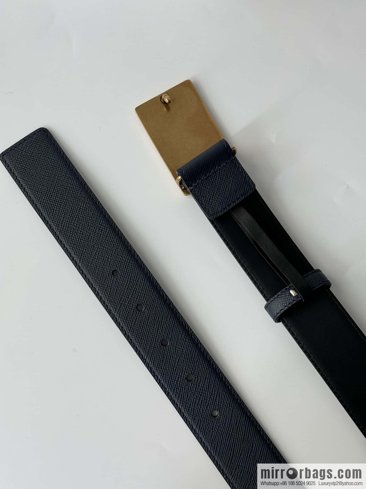 PRADA/PRADA, cross-pattern cowhide men's belt