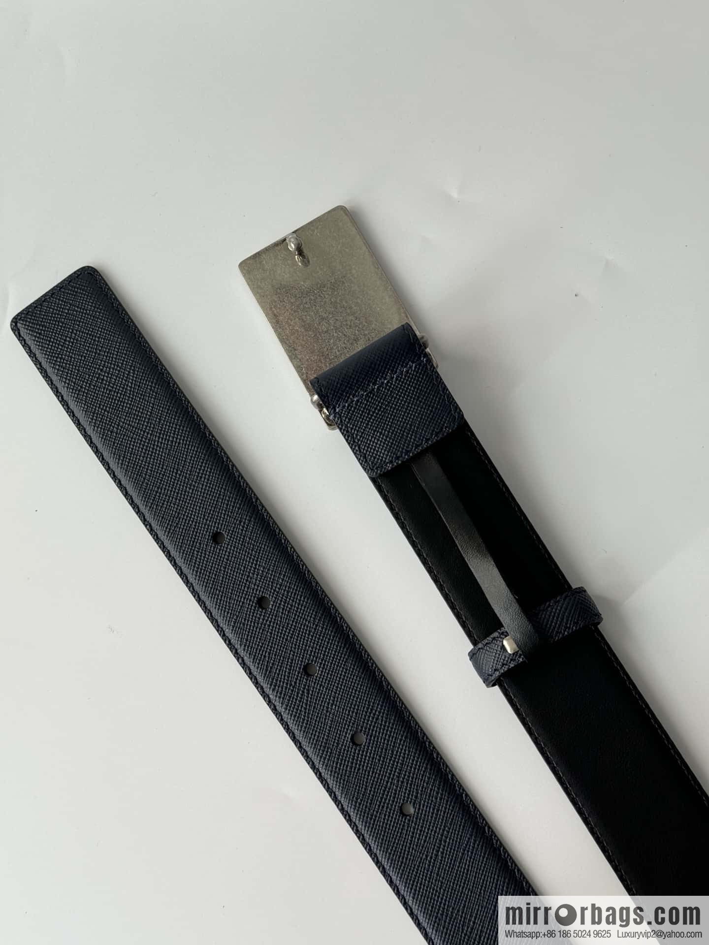 PRADA/PRADA, cross-pattern cowhide men's belt
