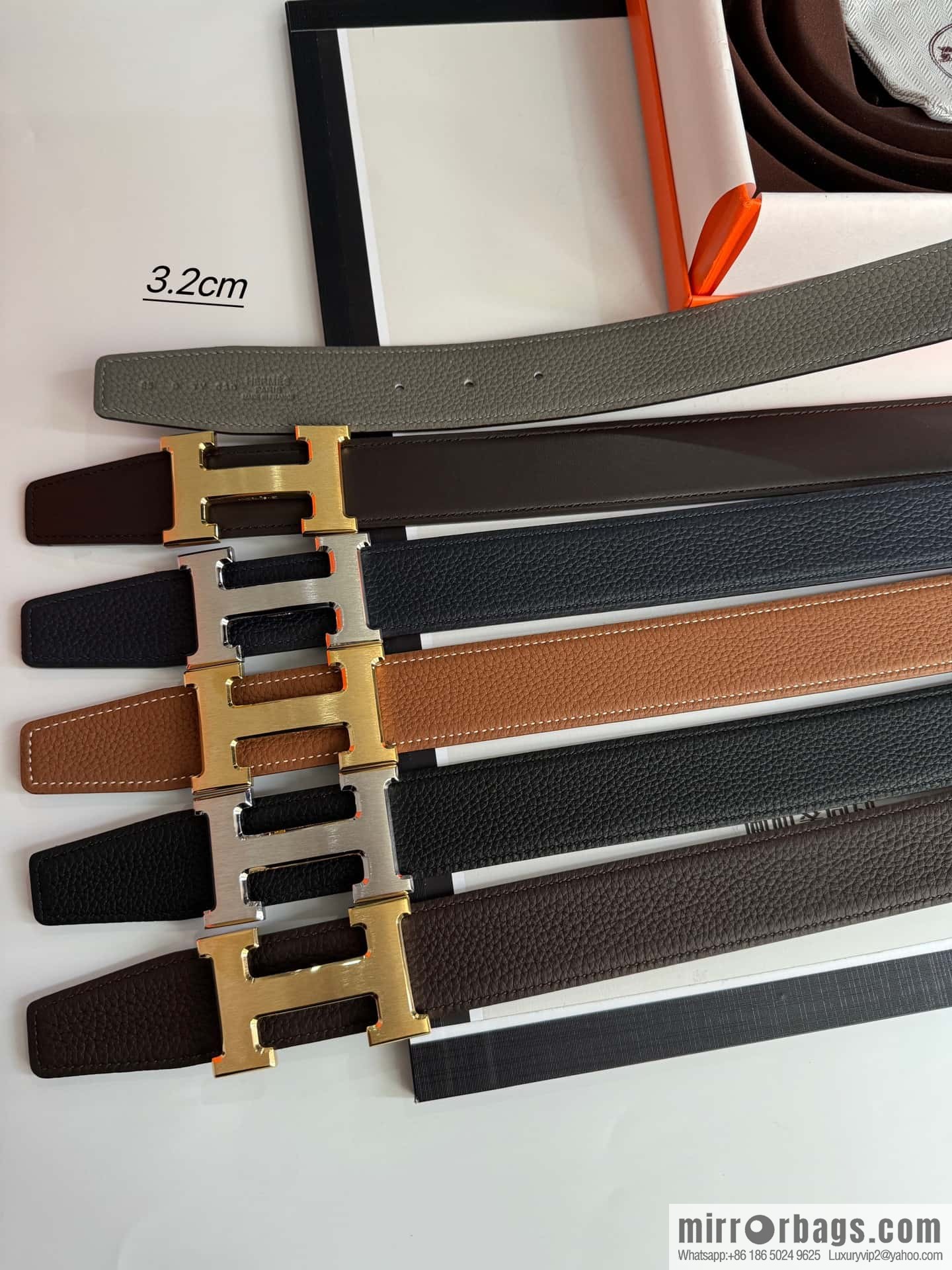 Hermes Hermes, men's 3.2cm stainless steel solder joint buckle cowhide belt