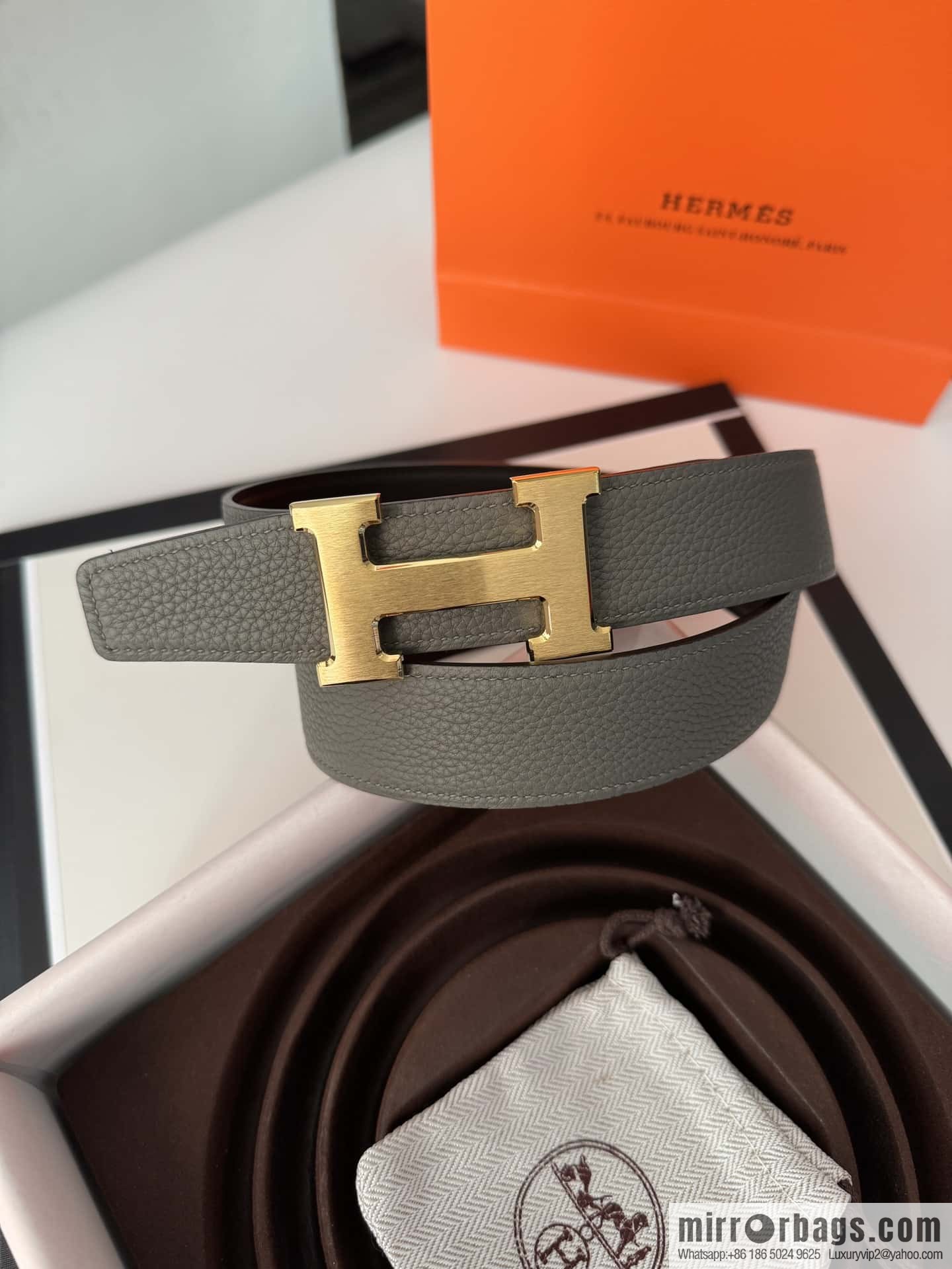 Hermes Hermes, men's 3.2cm stainless steel solder joint buckle cowhide belt