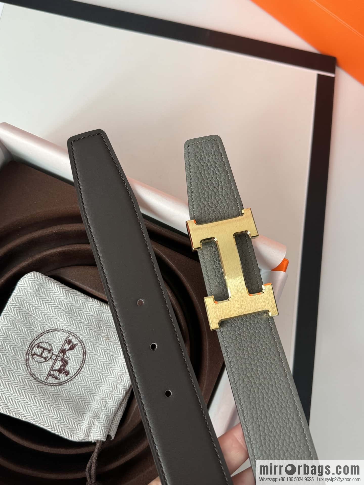 Hermes Hermes, men's 3.2cm stainless steel solder joint buckle cowhide belt