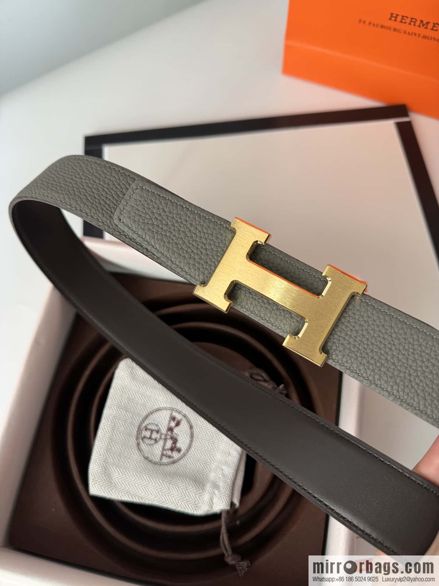 Hermes Hermes, men's 3.2cm stainless steel solder joint buckle cowhide belt