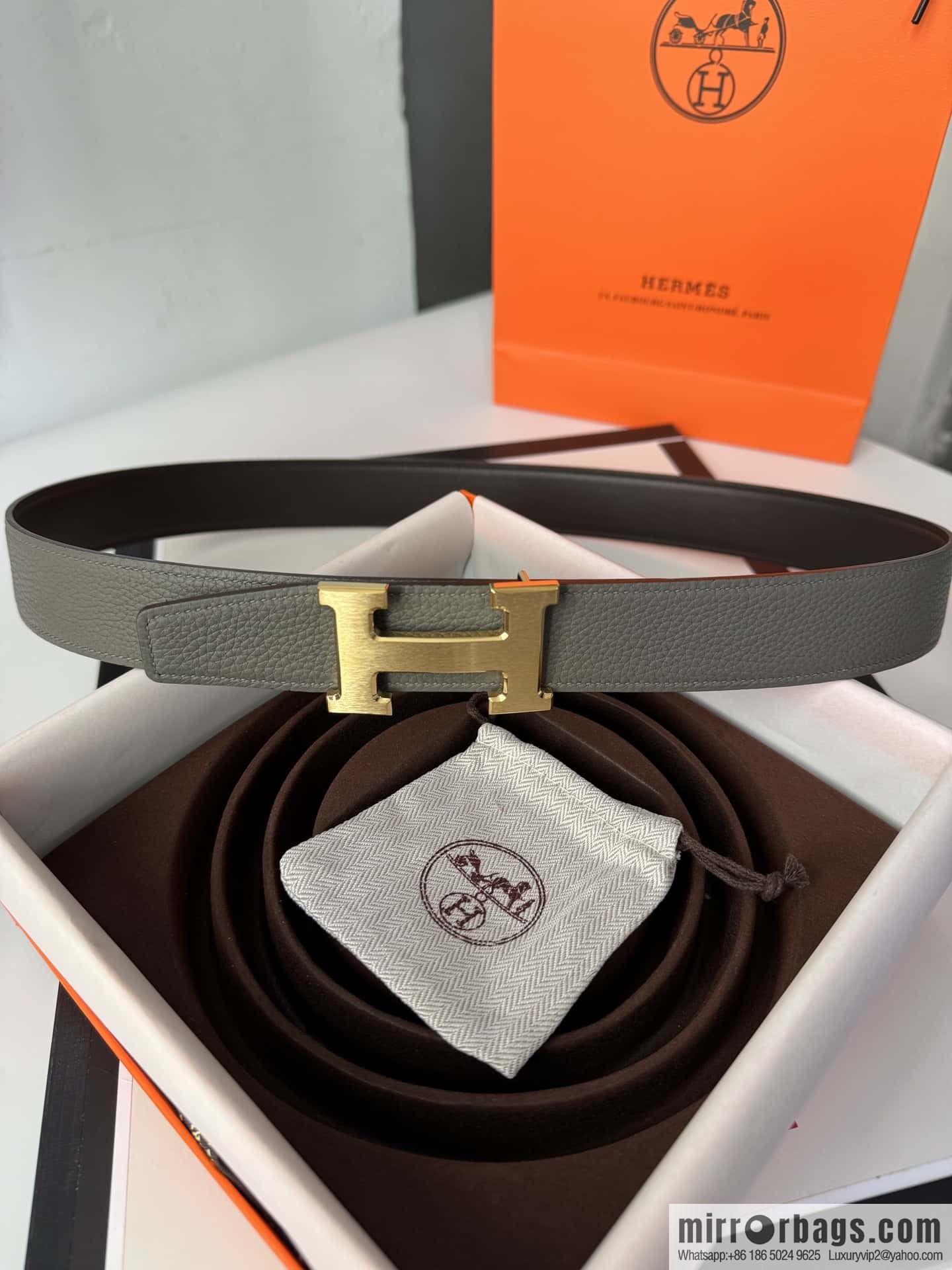 Hermes Hermes, men's 3.2cm stainless steel solder joint buckle cowhide belt