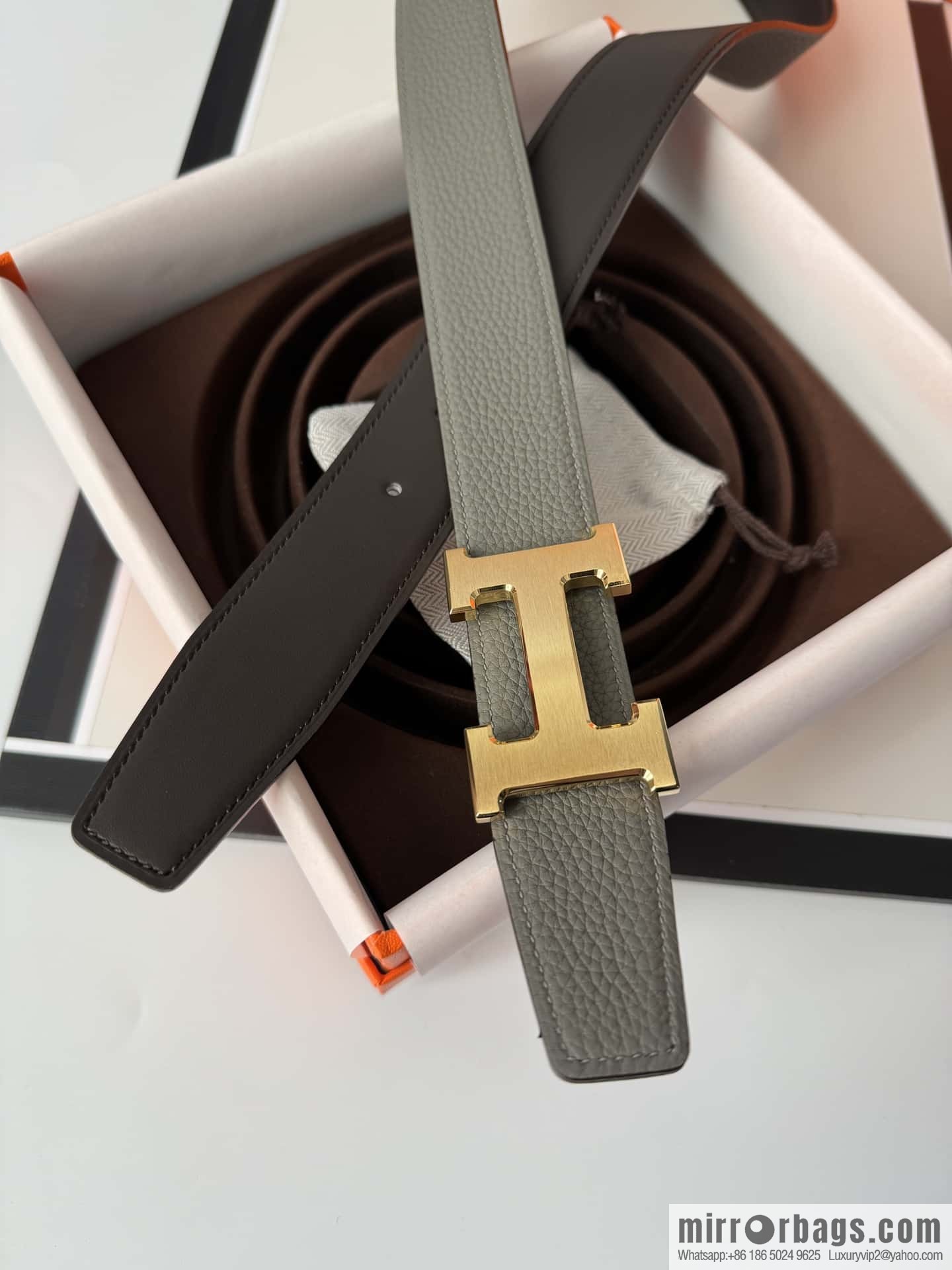 Hermes Hermes, men's 3.2cm stainless steel solder joint buckle cowhide belt