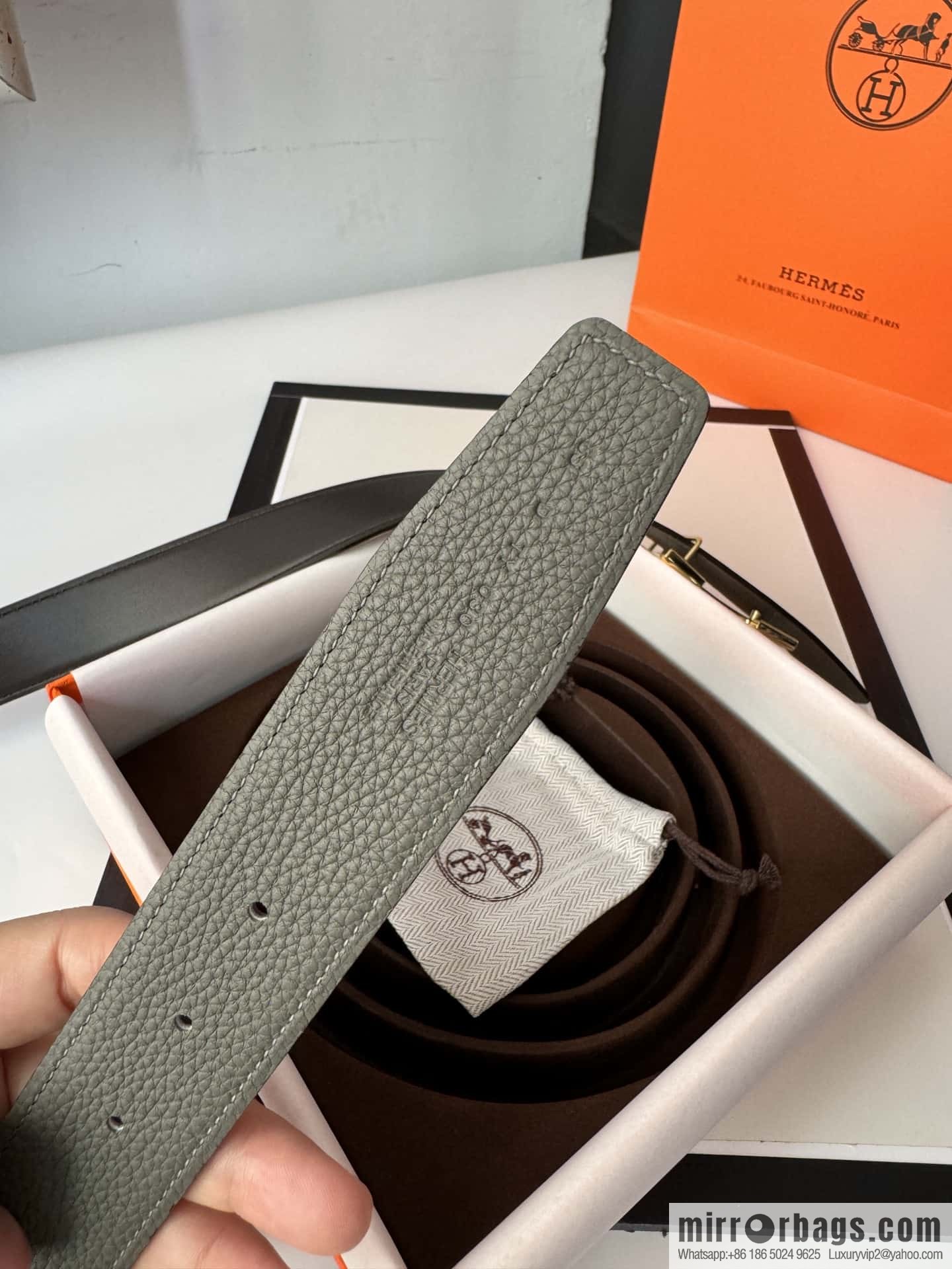 Hermes Hermes, men's 3.2cm stainless steel solder joint buckle cowhide belt
