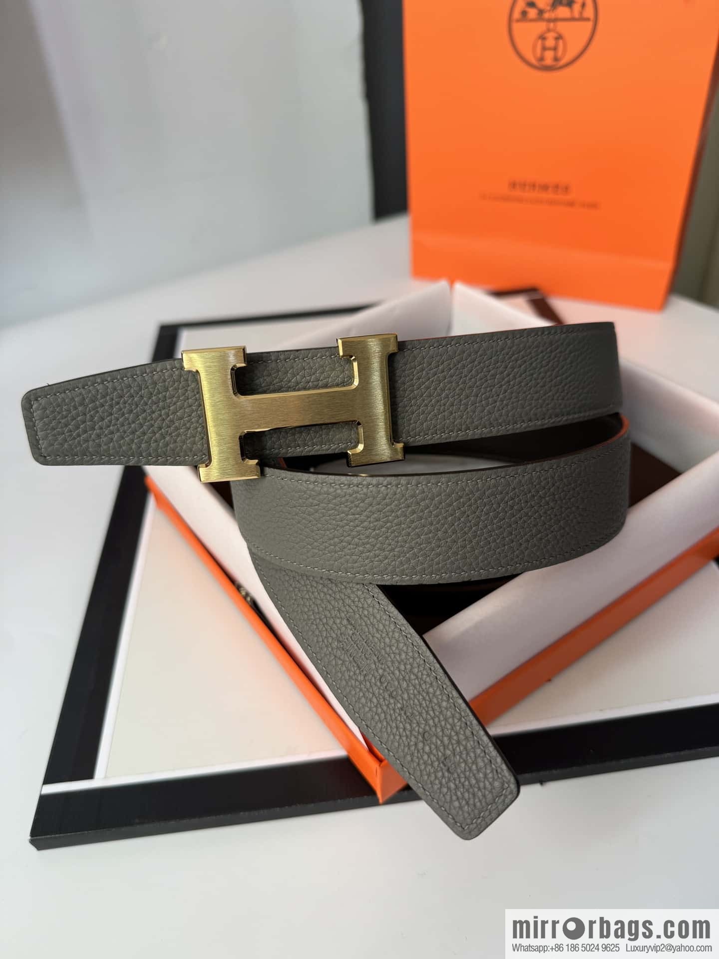 Hermes Hermes, men's 3.2cm stainless steel solder joint buckle cowhide belt