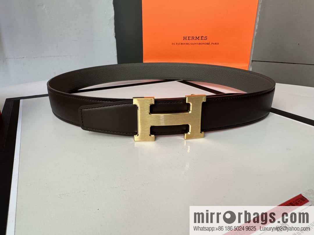 Hermes Hermes, men's 3.2cm stainless steel solder joint buckle cowhide belt