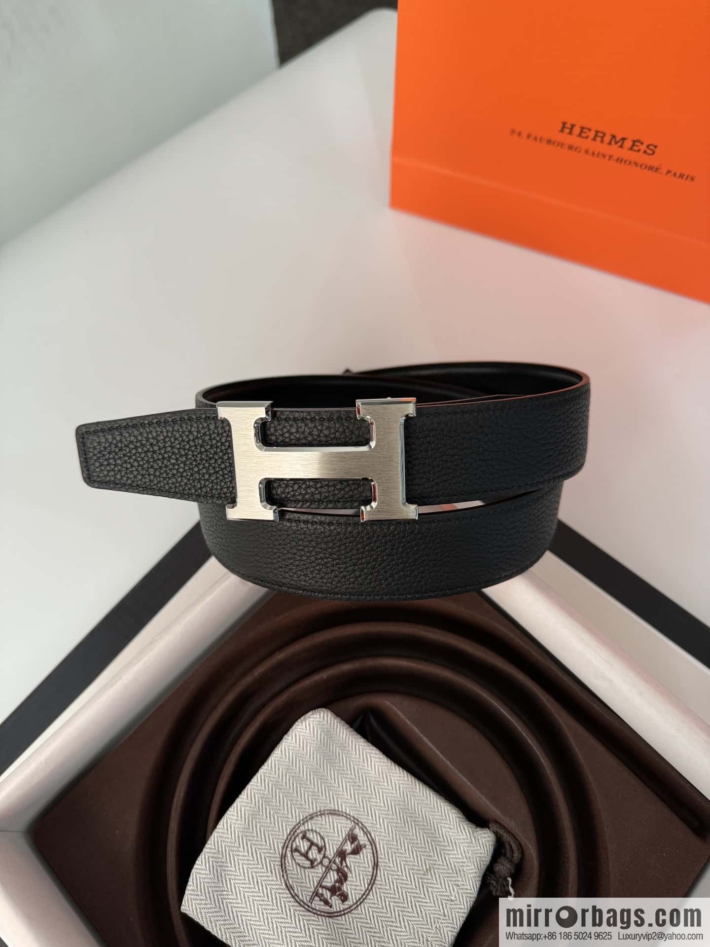 Hermes Hermes, men's 3.2cm stainless steel solder joint buckle cowhide belt