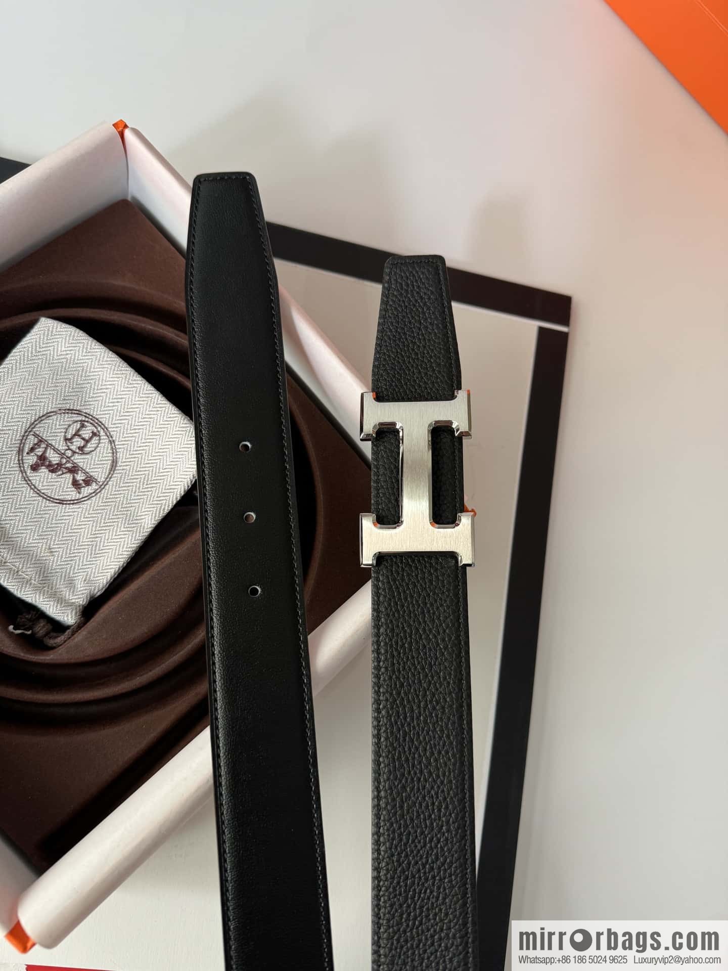 Hermes Hermes, men's 3.2cm stainless steel solder joint buckle cowhide belt