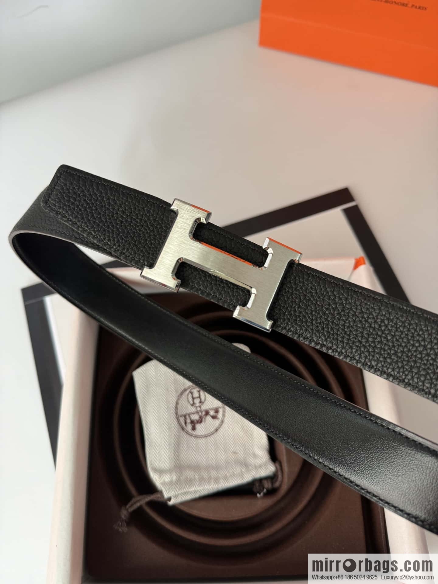 Hermes Hermes, men's 3.2cm stainless steel solder joint buckle cowhide belt