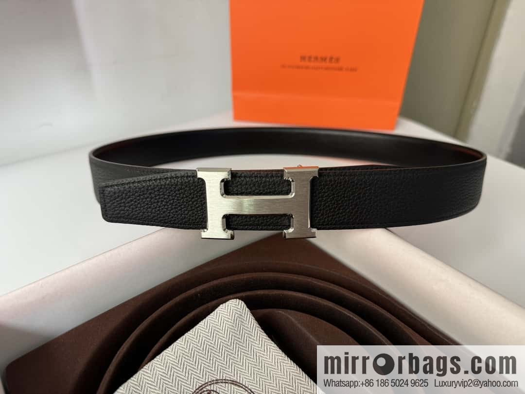 Hermes Hermes, men's 3.2cm stainless steel solder joint buckle cowhide belt
