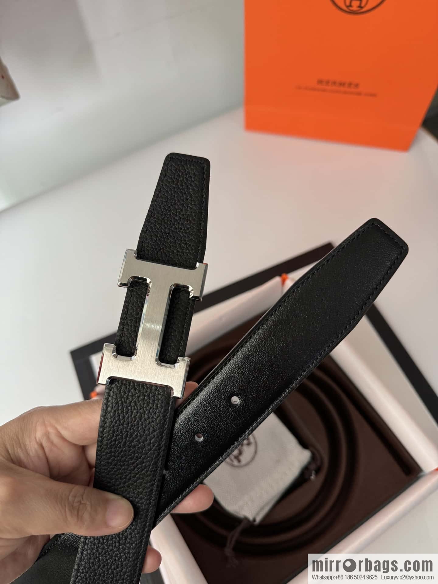 Hermes Hermes, men's 3.2cm stainless steel solder joint buckle cowhide belt