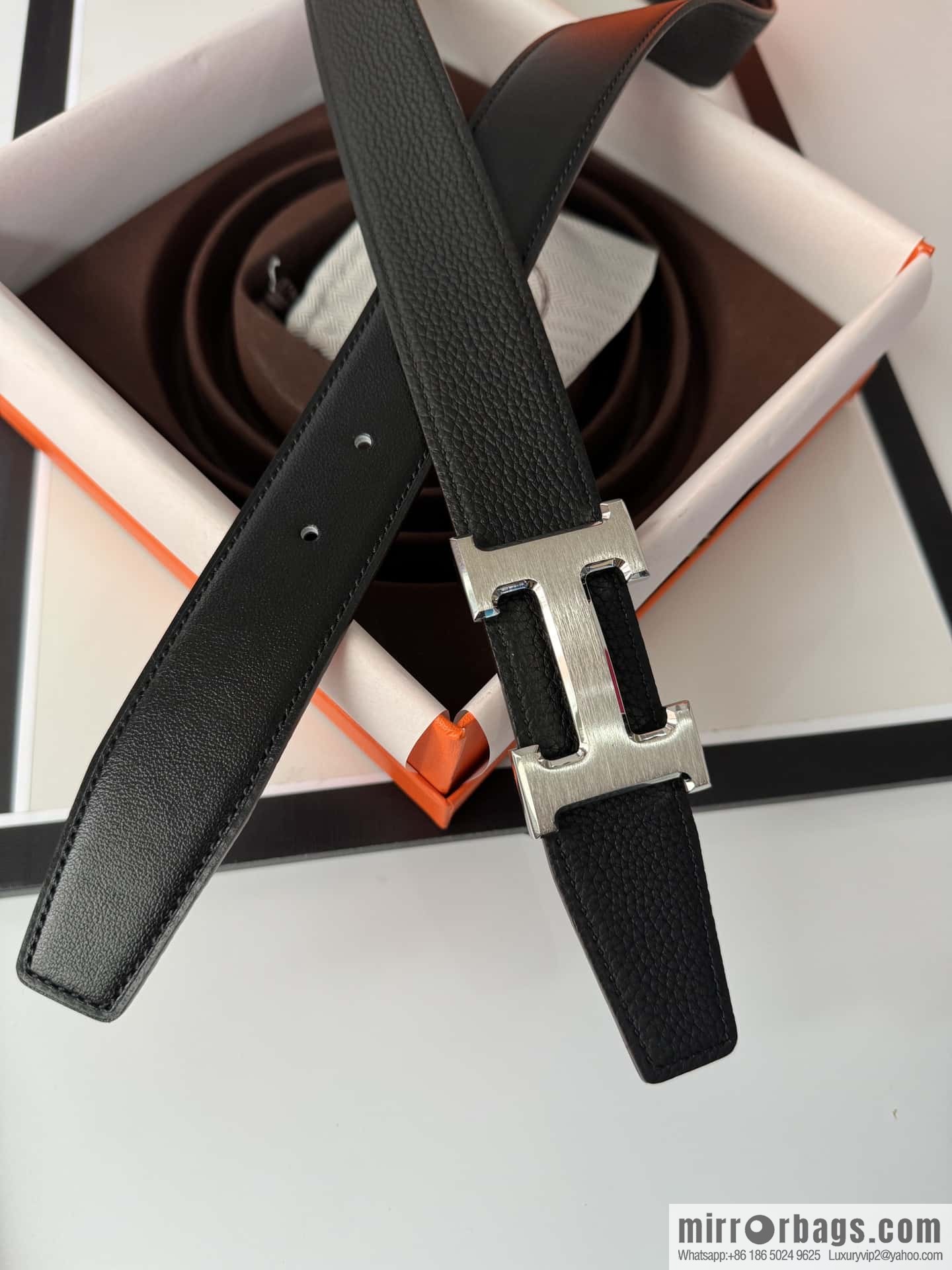 Hermes Hermes, men's 3.2cm stainless steel solder joint buckle cowhide belt