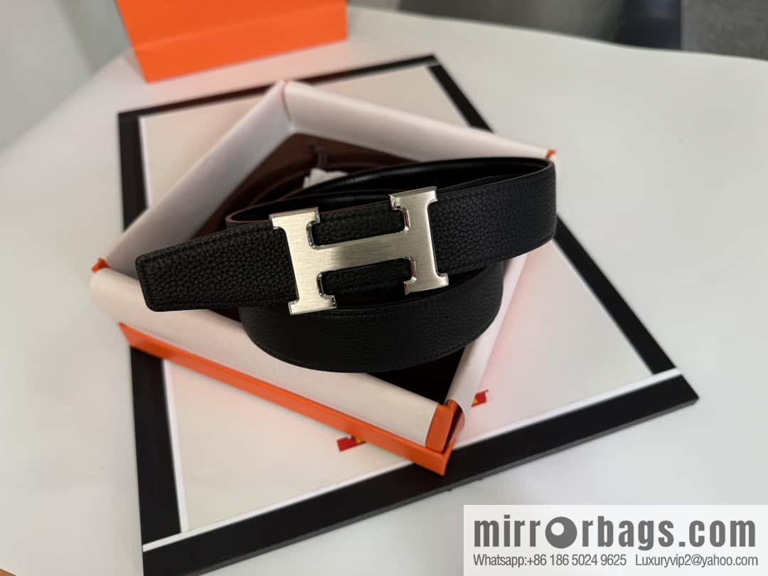 Hermes Hermes, men's 3.2cm stainless steel solder joint buckle cowhide belt