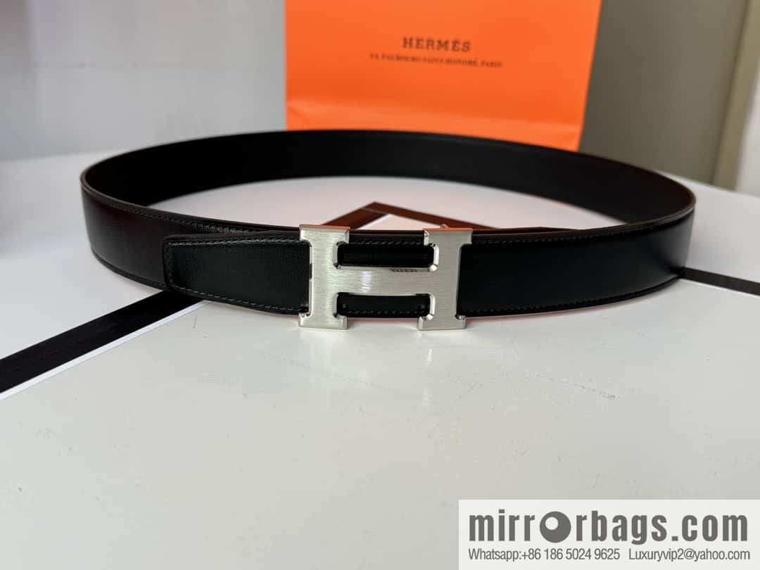 Hermes Hermes, men's 3.2cm stainless steel solder joint buckle cowhide belt