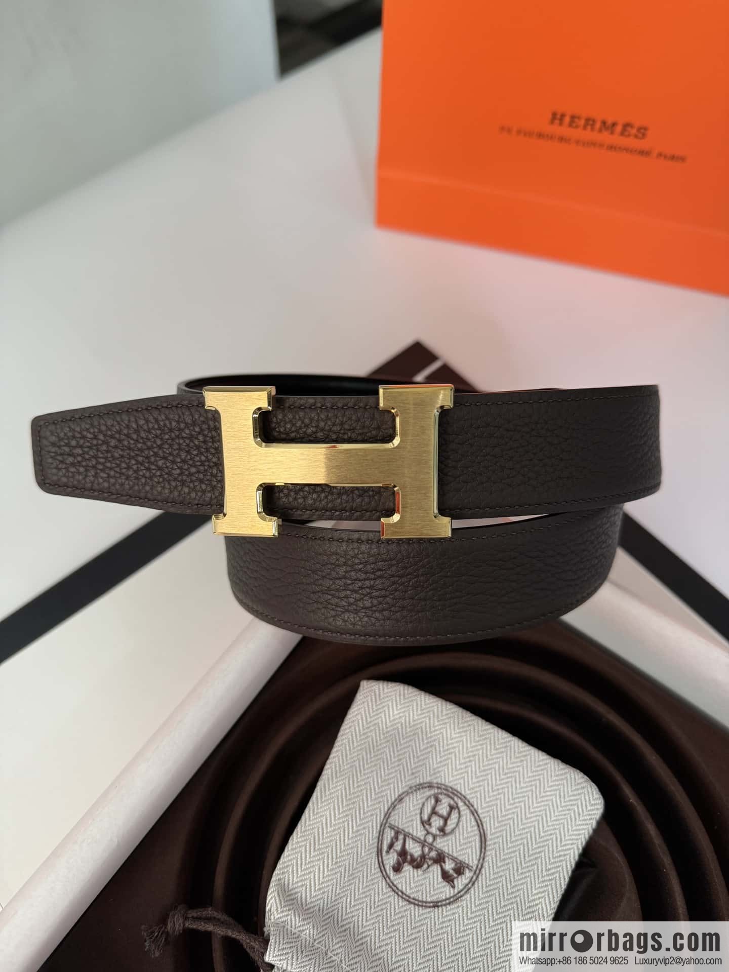 Hermes Hermes, men's 3.2cm stainless steel solder joint buckle cowhide belt