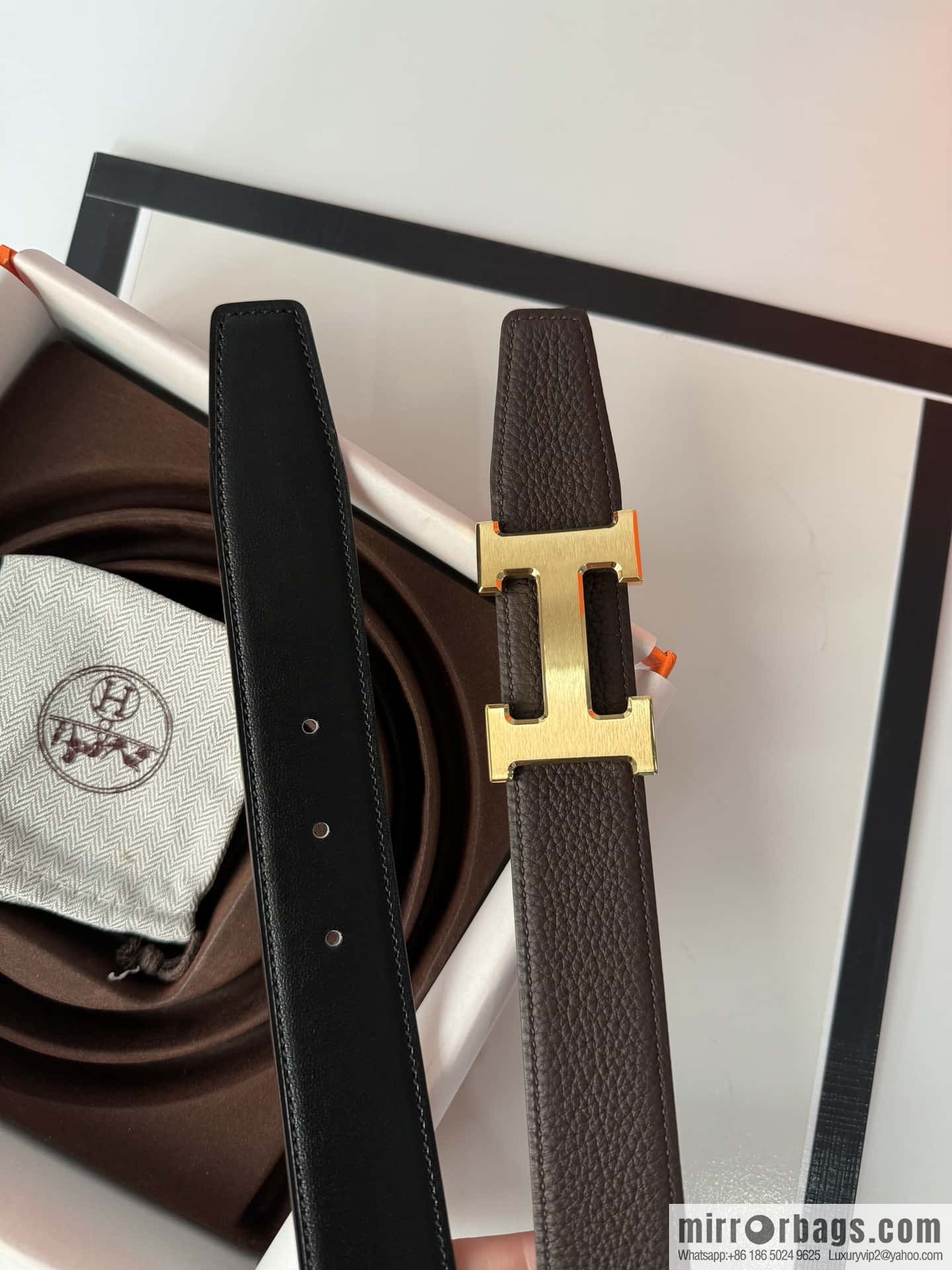 Hermes Hermes, men's 3.2cm stainless steel solder joint buckle cowhide belt