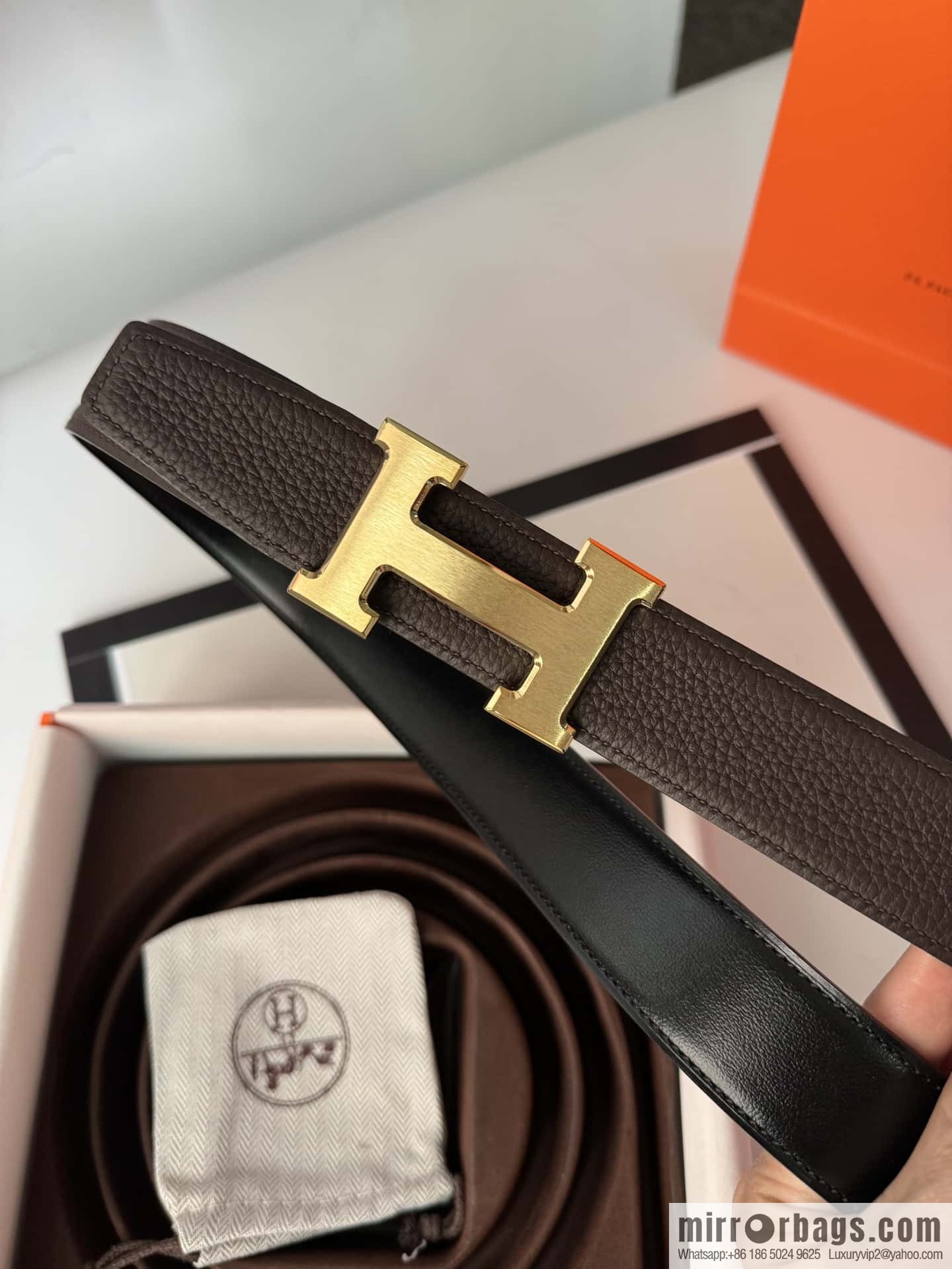 Hermes Hermes, men's 3.2cm stainless steel solder joint buckle cowhide belt