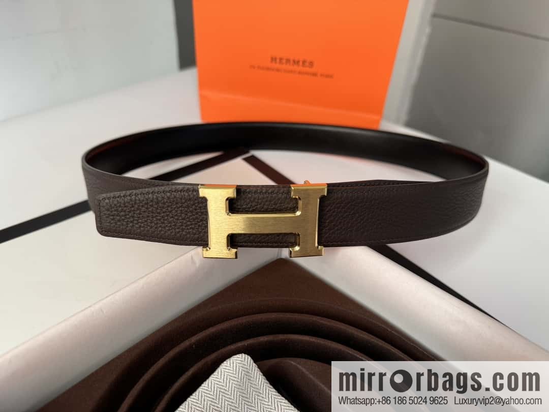 Hermes Hermes, men's 3.2cm stainless steel solder joint buckle cowhide belt
