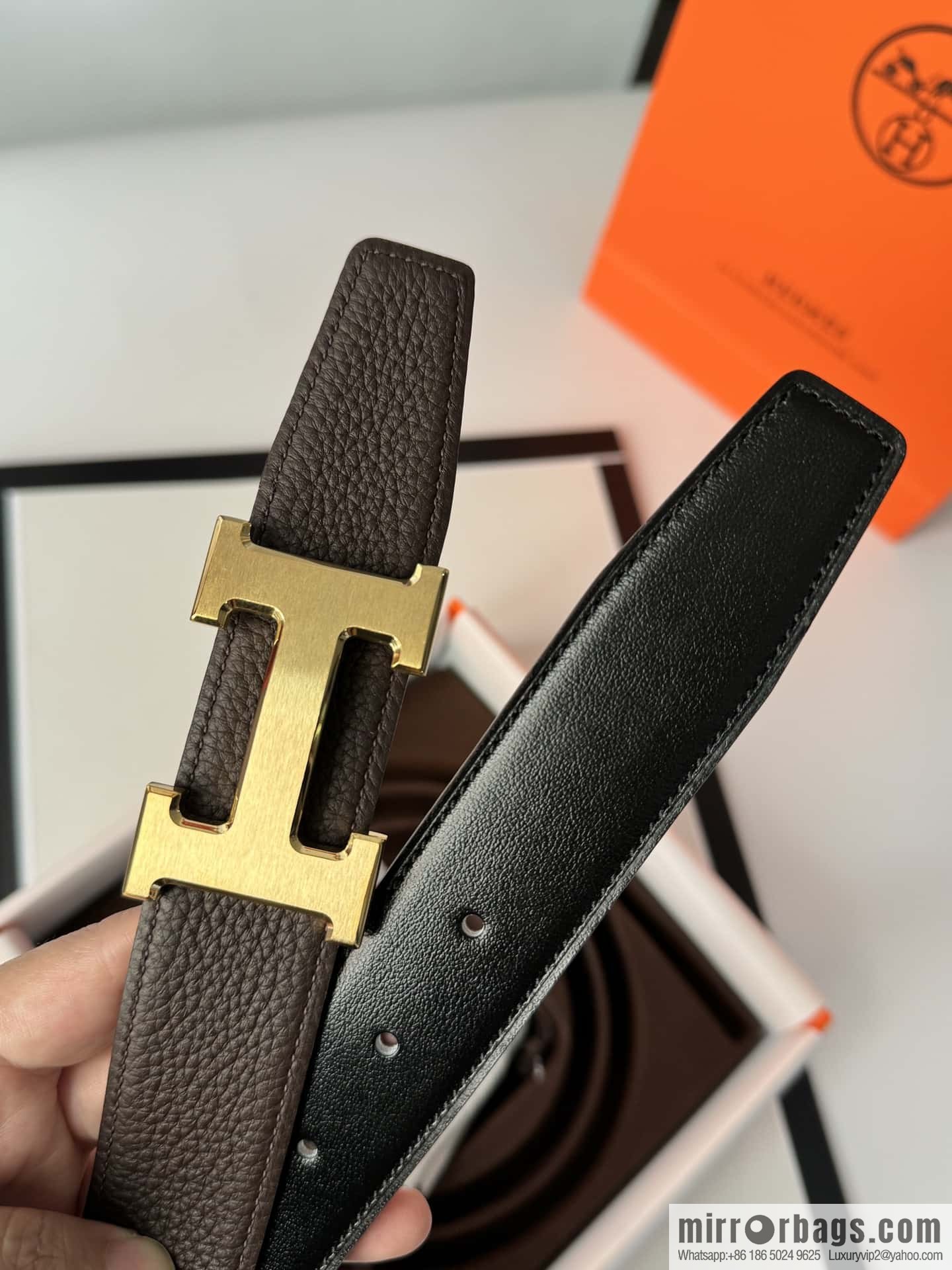 Hermes Hermes, men's 3.2cm stainless steel solder joint buckle cowhide belt