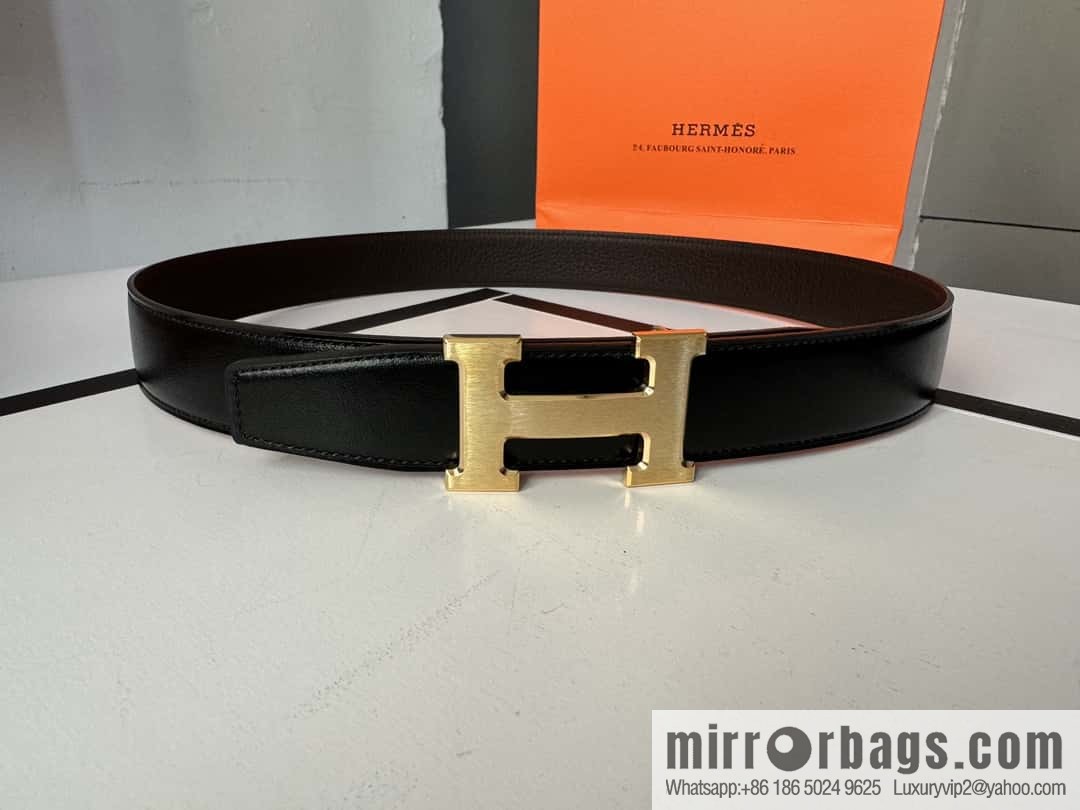 Hermes Hermes, men's 3.2cm stainless steel solder joint buckle cowhide belt