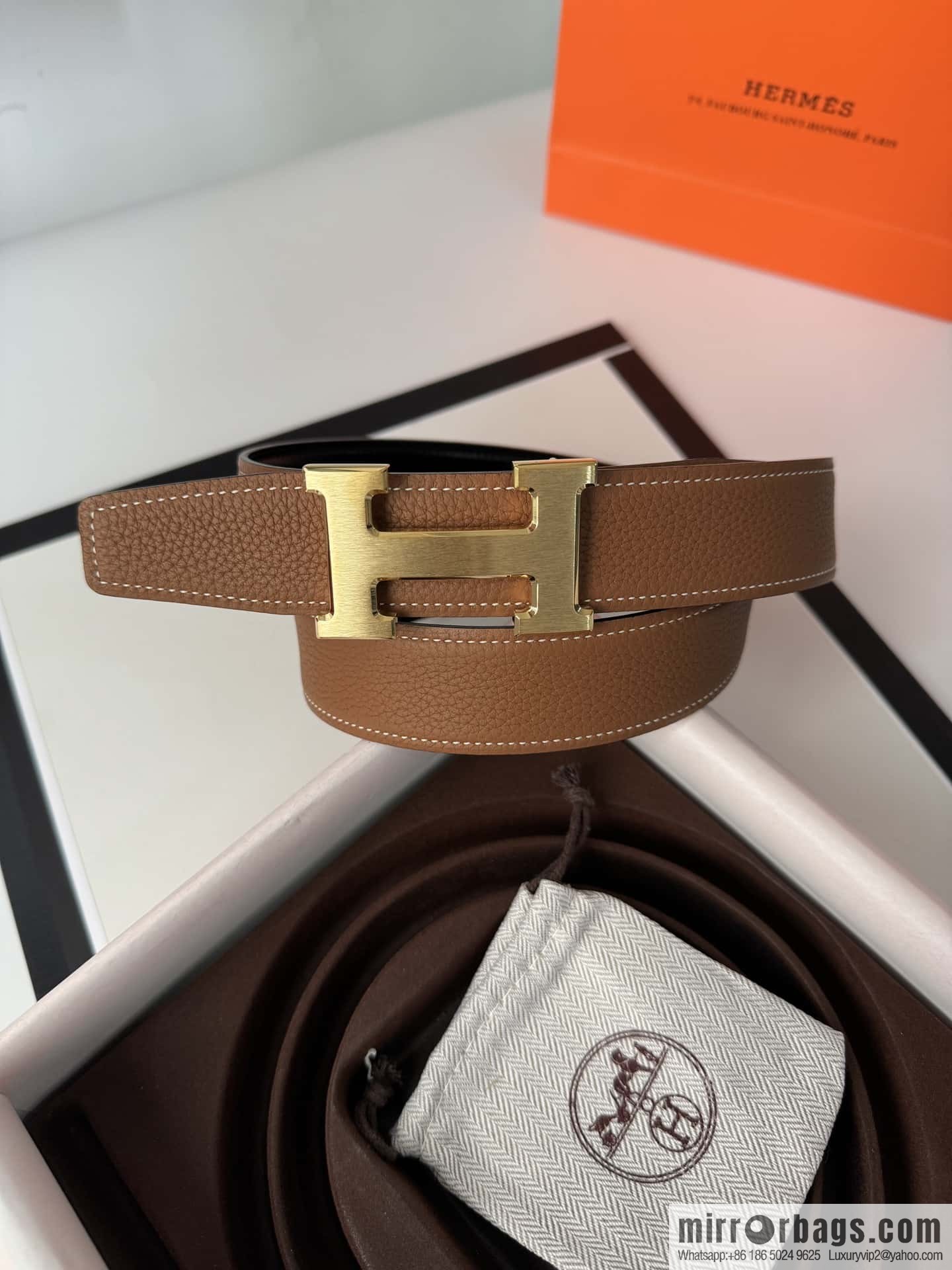 Hermes Hermes, men's 3.2cm stainless steel solder joint buckle cowhide belt