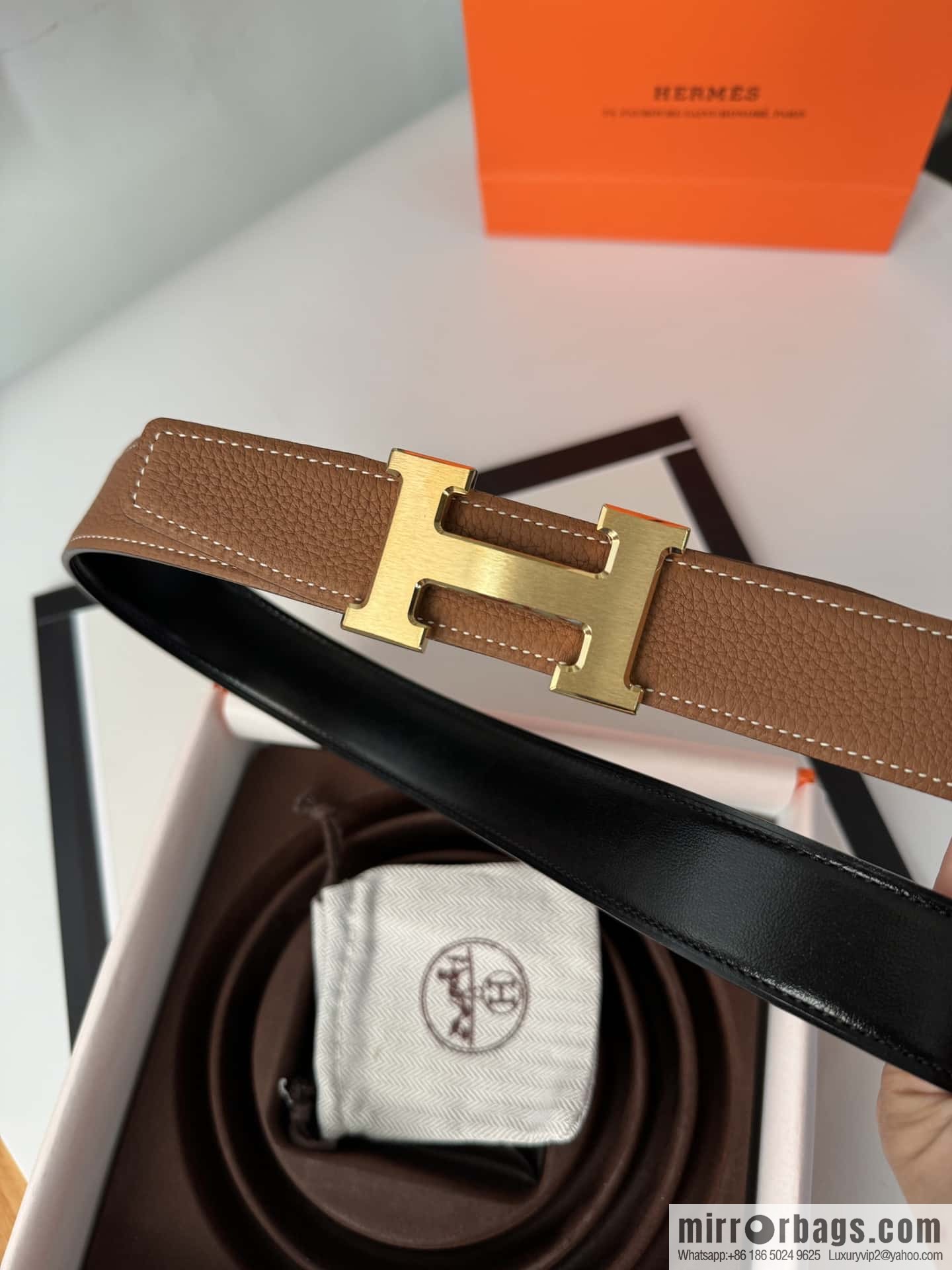 Hermes Hermes, men's 3.2cm stainless steel solder joint buckle cowhide belt