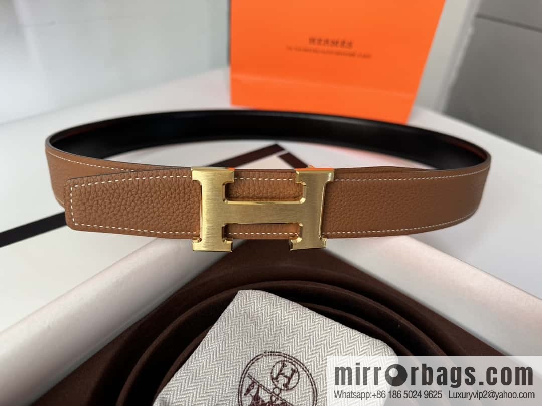 Hermes Hermes, men's 3.2cm stainless steel solder joint buckle cowhide belt