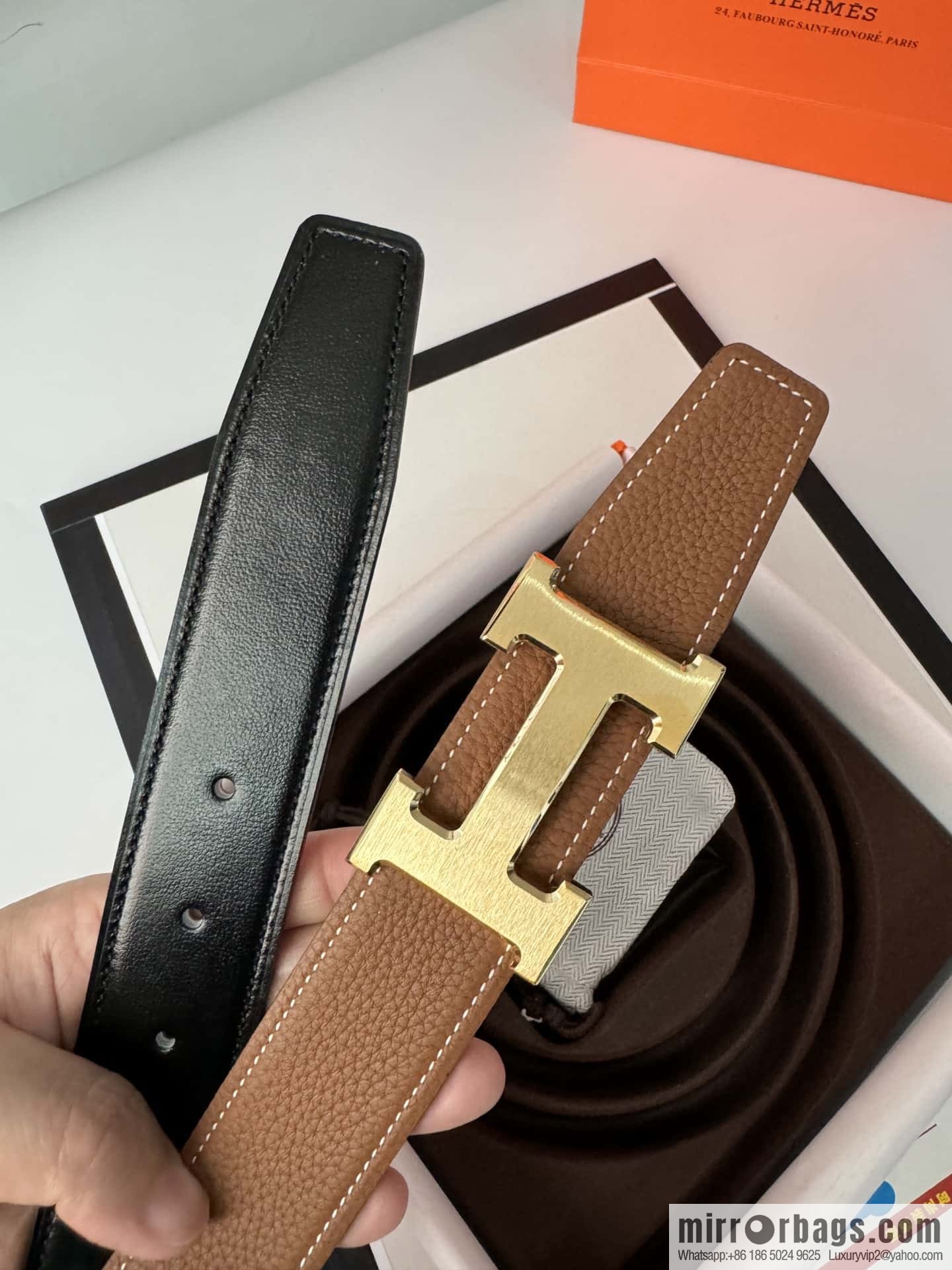 Hermes Hermes, men's 3.2cm stainless steel solder joint buckle cowhide belt