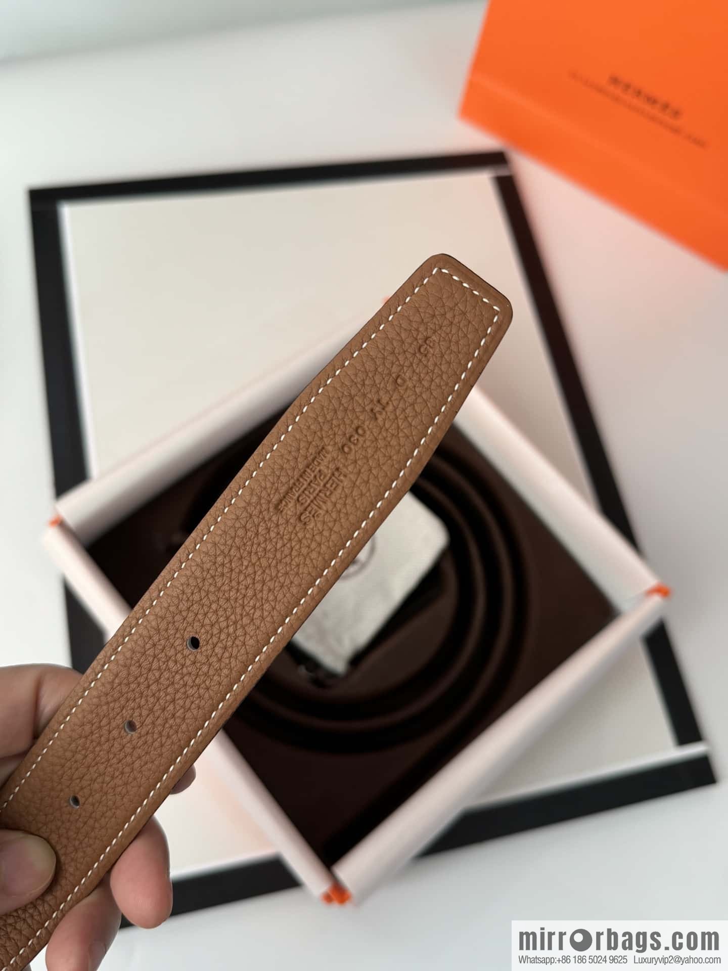 Hermes Hermes, men's 3.2cm stainless steel solder joint buckle cowhide belt