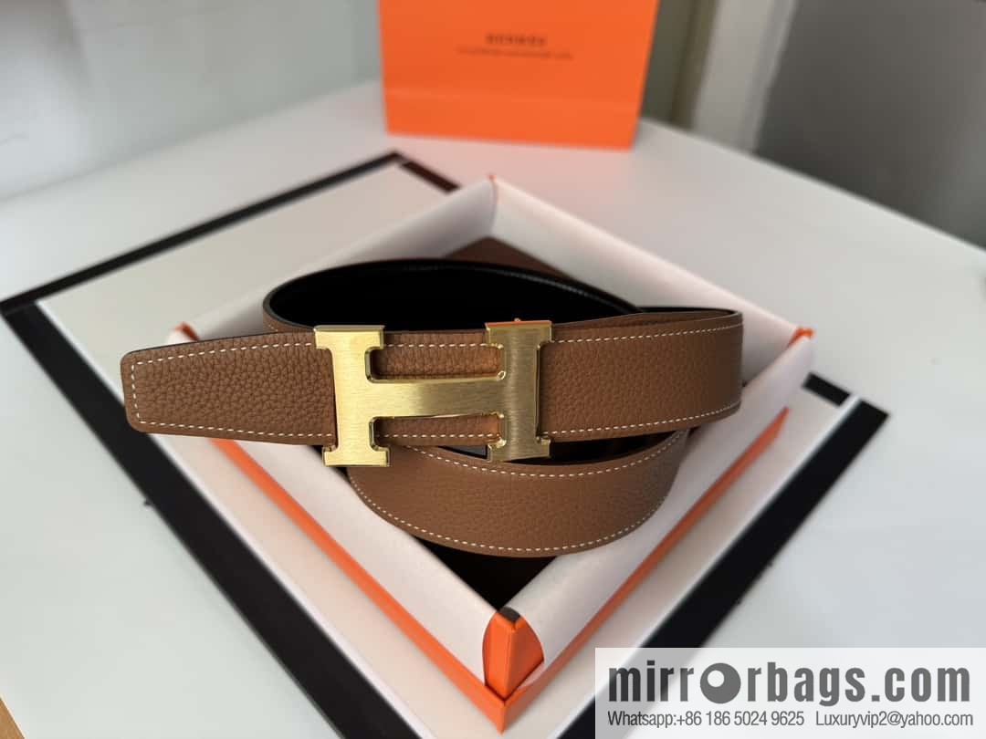 Hermes Hermes, men's 3.2cm stainless steel solder joint buckle cowhide belt