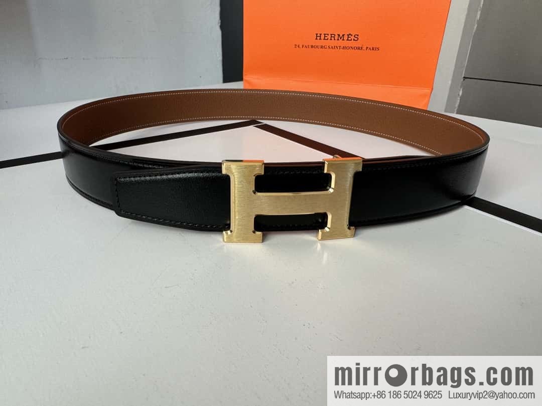 Hermes Hermes, men's 3.2cm stainless steel solder joint buckle cowhide belt