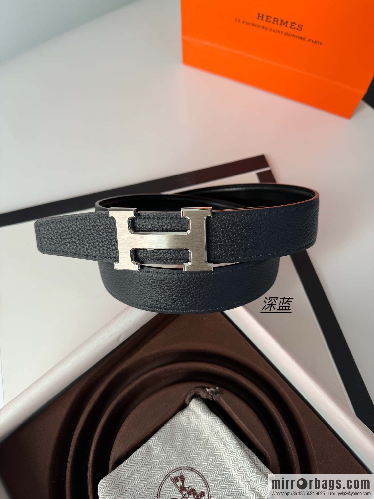 Hermes Hermes, men's 3.2cm stainless steel solder joint buckle cowhide belt