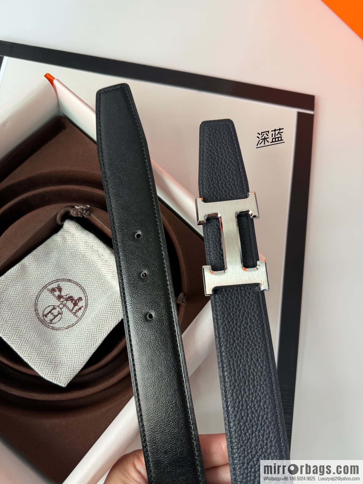Hermes Hermes, men's 3.2cm stainless steel solder joint buckle cowhide belt