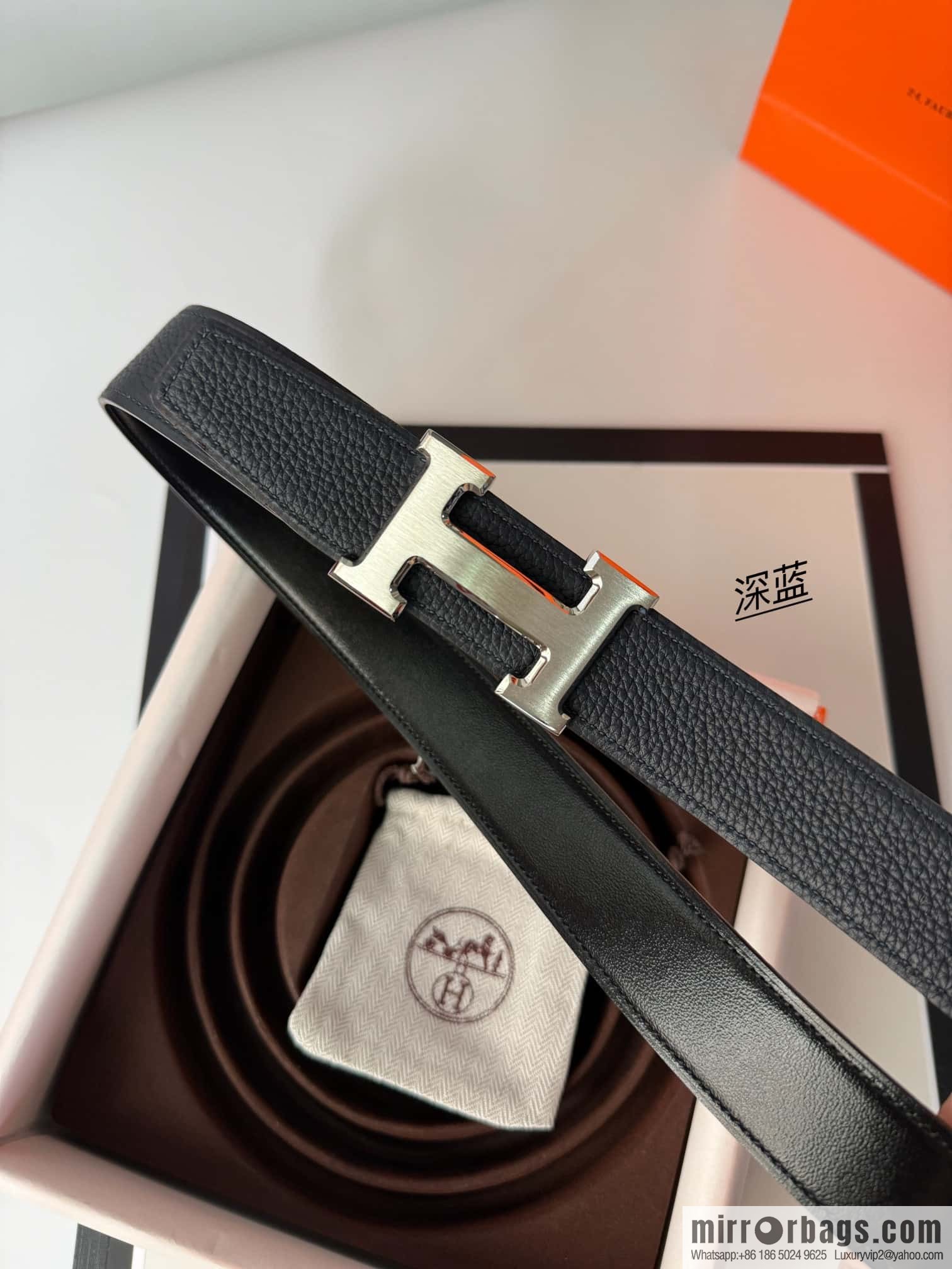 Hermes Hermes, men's 3.2cm stainless steel solder joint buckle cowhide belt