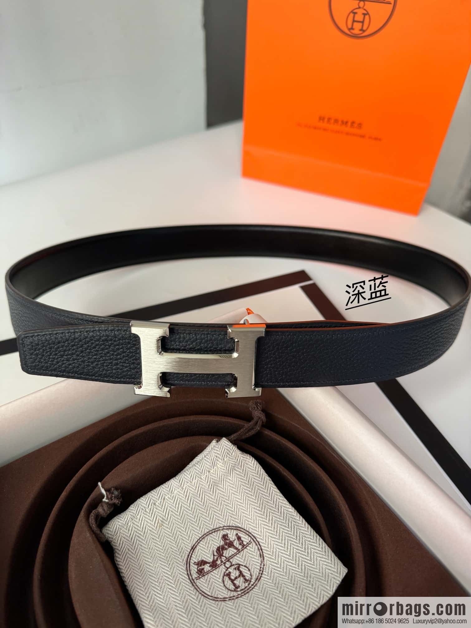 Hermes Hermes, men's 3.2cm stainless steel solder joint buckle cowhide belt