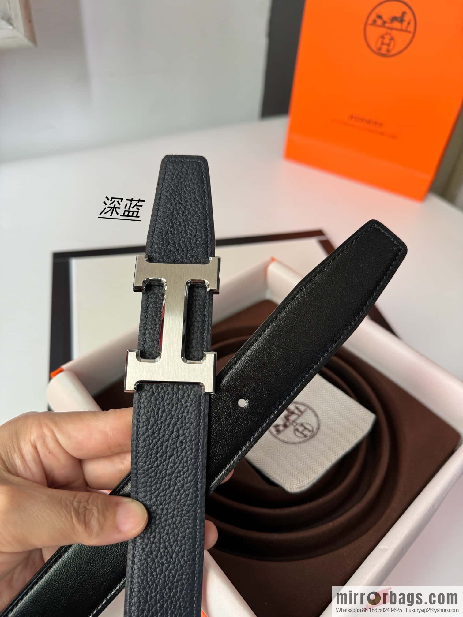 Hermes Hermes, men's 3.2cm stainless steel solder joint buckle cowhide belt