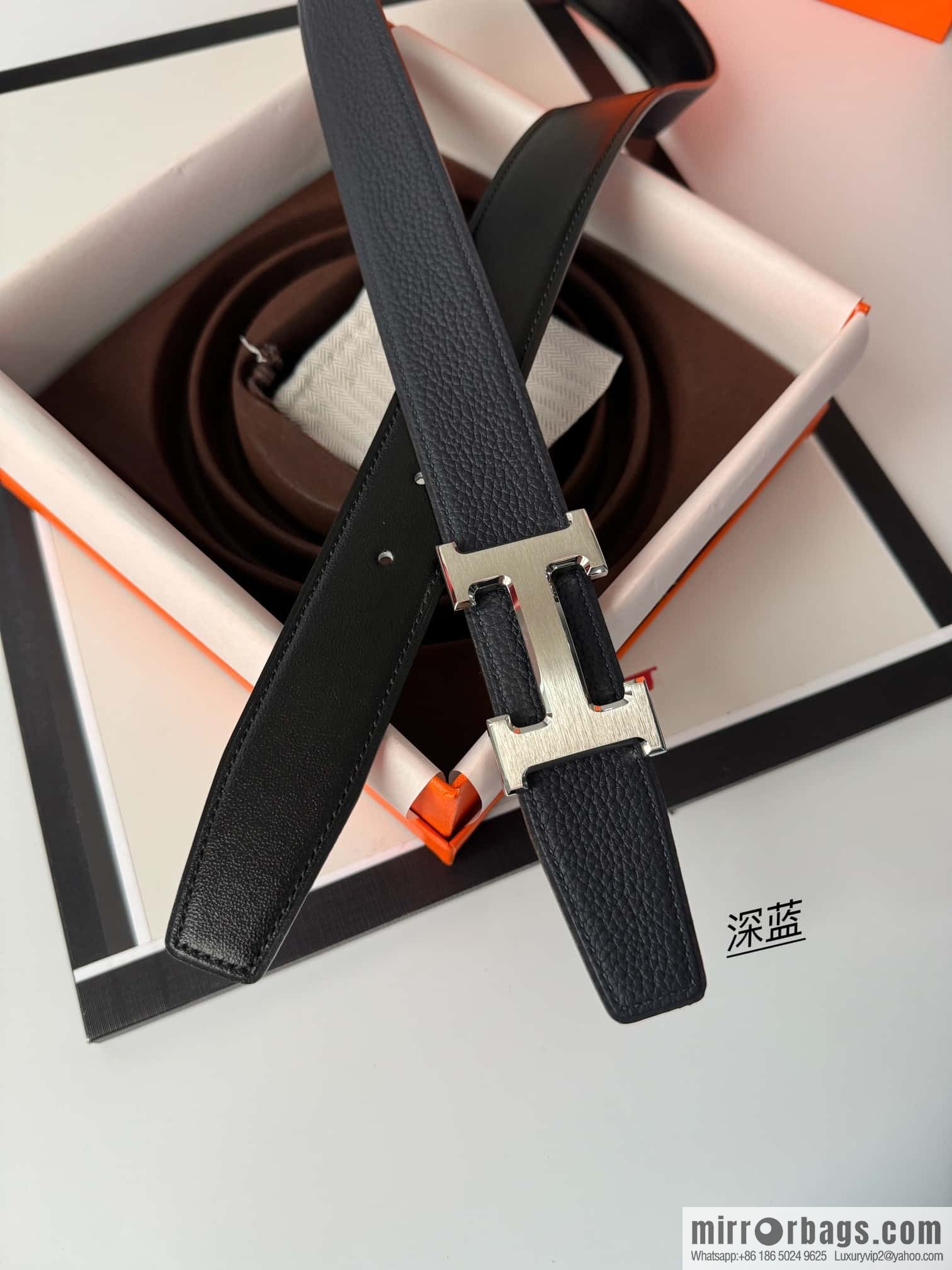 Hermes Hermes, men's 3.2cm stainless steel solder joint buckle cowhide belt