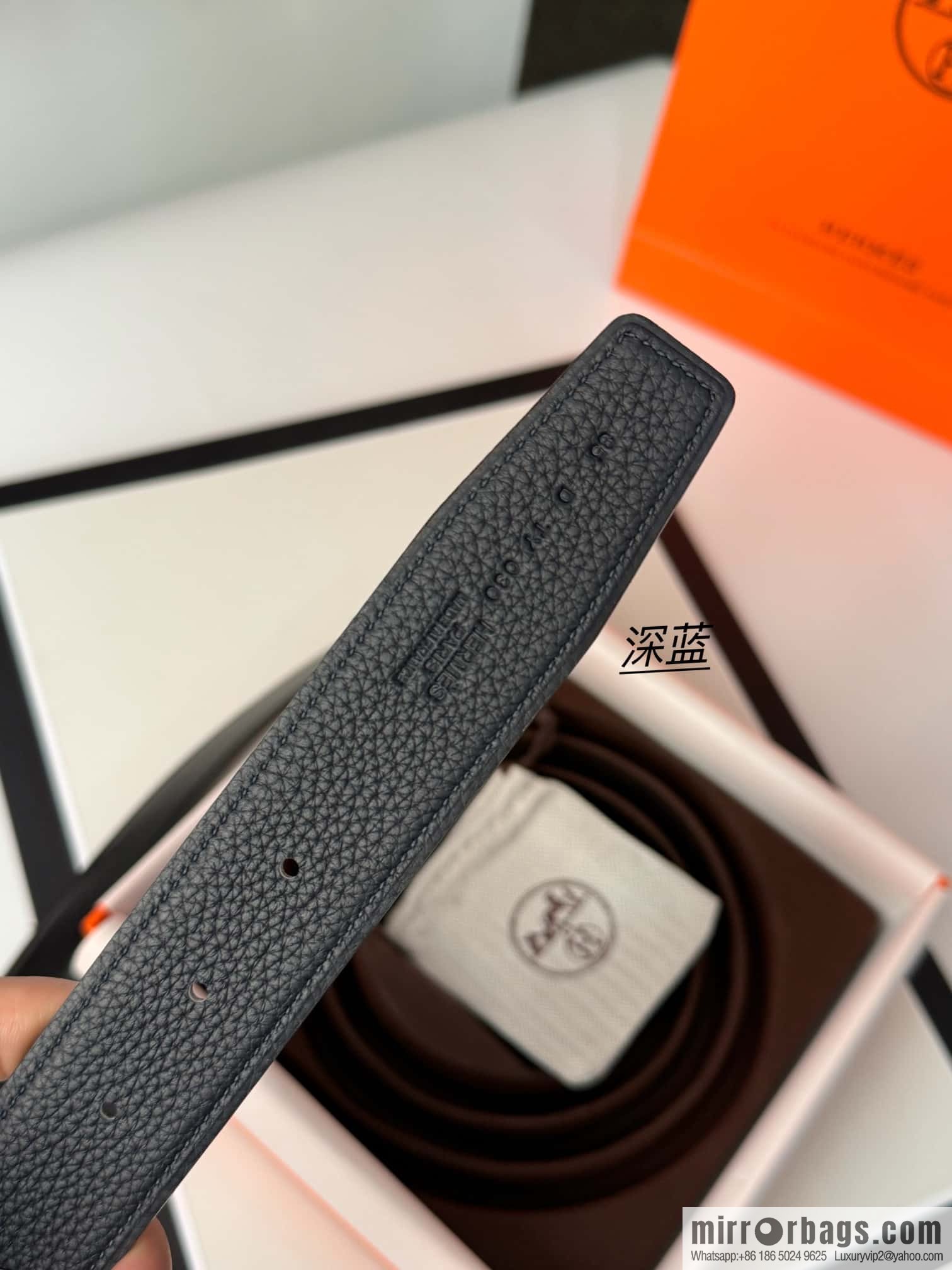 Hermes Hermes, men's 3.2cm stainless steel solder joint buckle cowhide belt