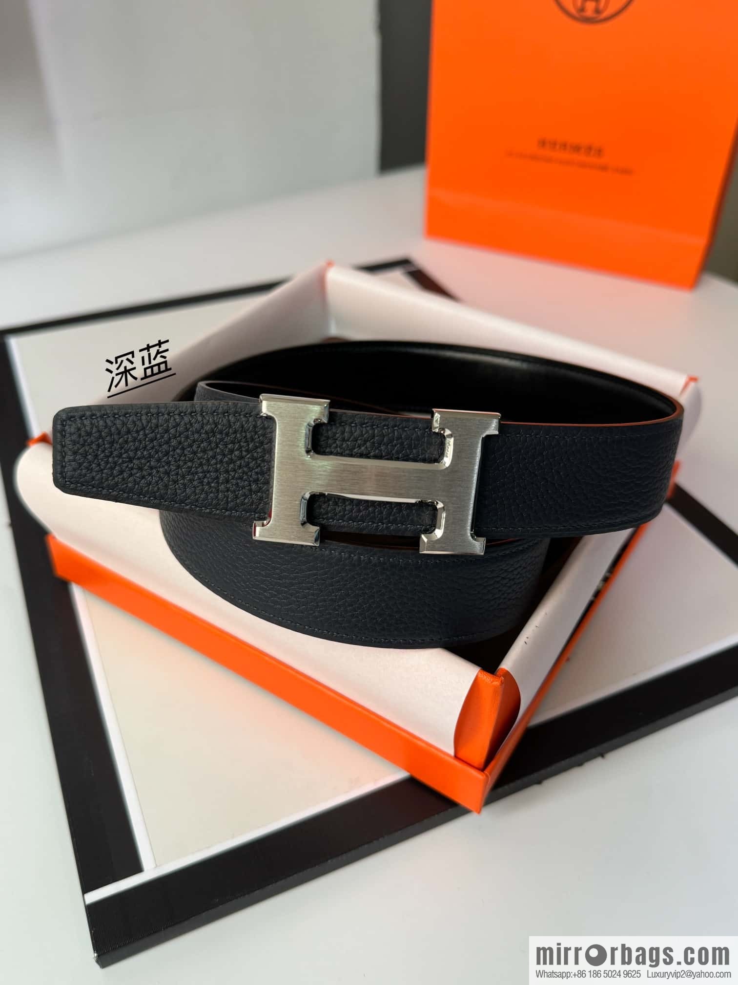 Hermes Hermes, men's 3.2cm stainless steel solder joint buckle cowhide belt