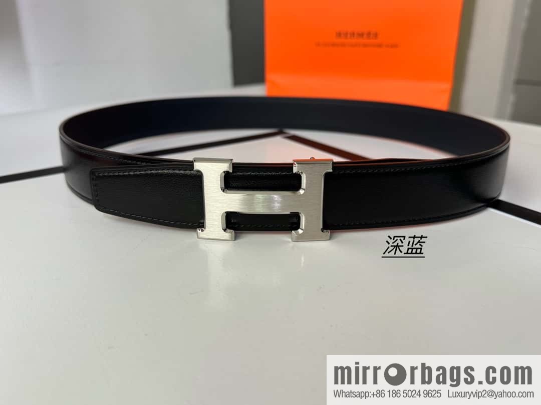 Hermes Hermes, men's 3.2cm stainless steel solder joint buckle cowhide belt