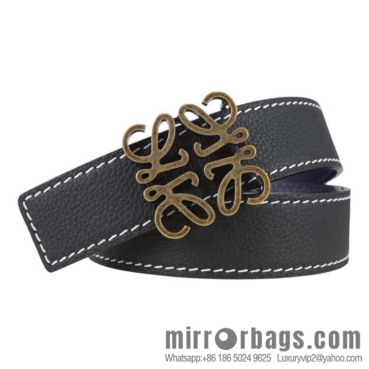 LOEWE Luo Yiwei 3.2cm old gold retro metal buckle first layer cowhide belt
