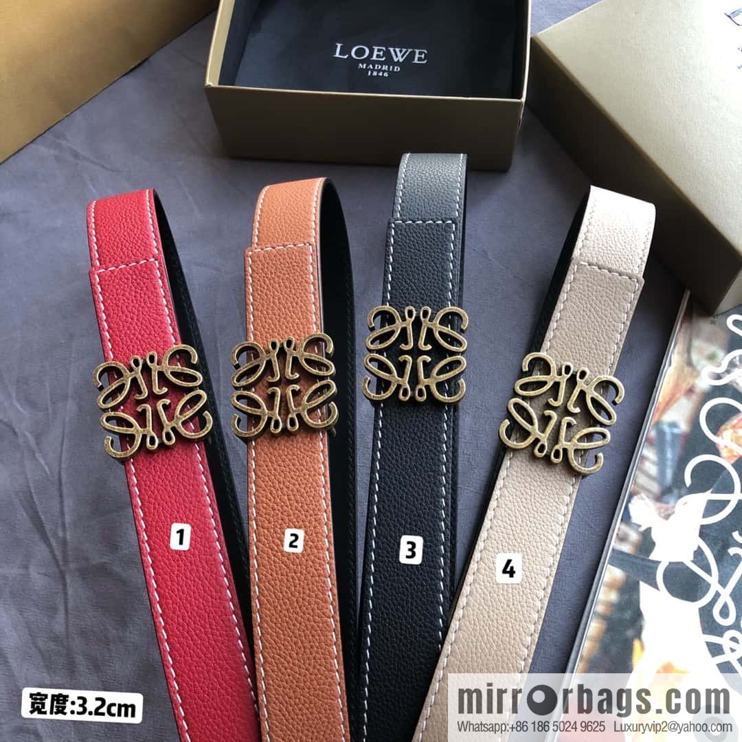 LOEWE Luo Yiwei 3.2cm old gold retro metal buckle first layer cowhide belt