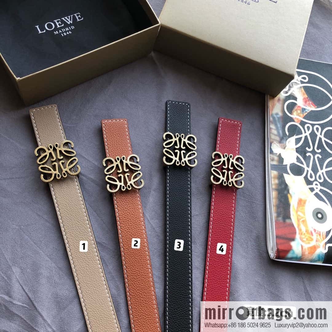 LOEWE Luo Yiwei 3.2cm old gold retro metal buckle first layer cowhide belt
