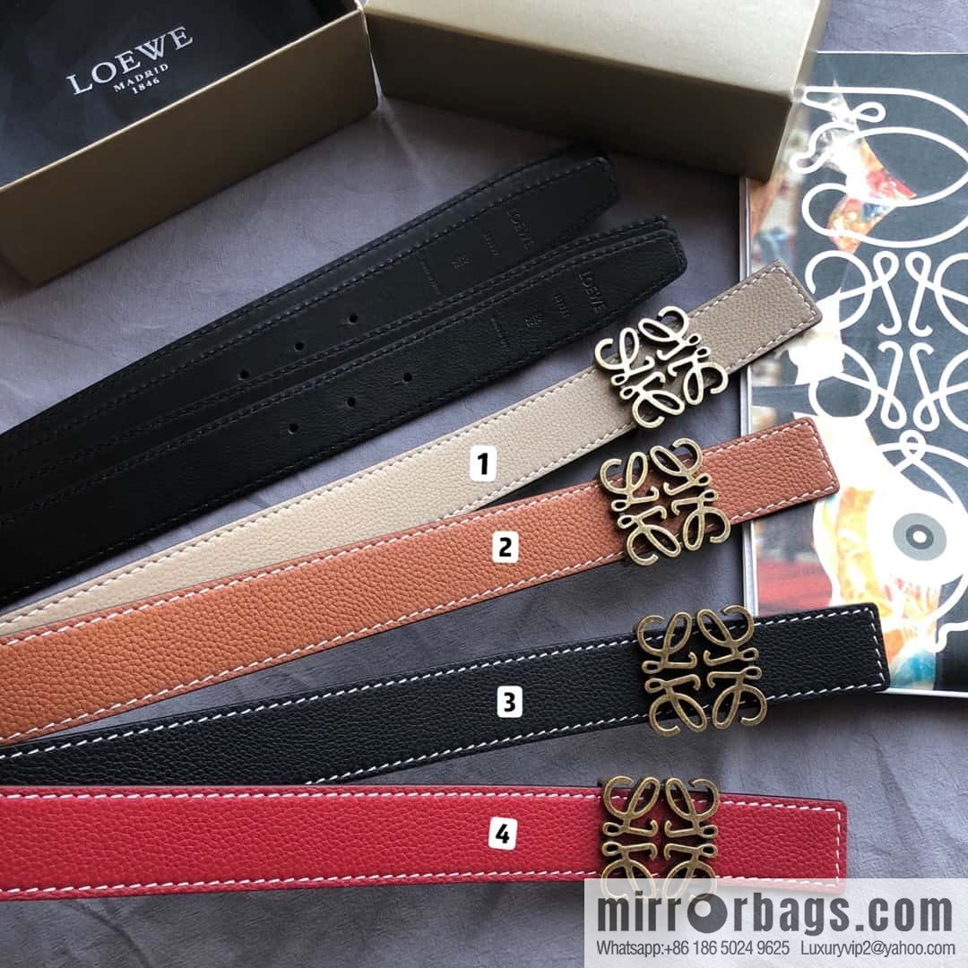LOEWE Luo Yiwei 3.2cm old gold retro metal buckle first layer cowhide belt