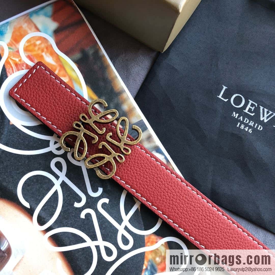 LOEWE Luo Yiwei 3.2cm old gold retro metal buckle first layer cowhide belt