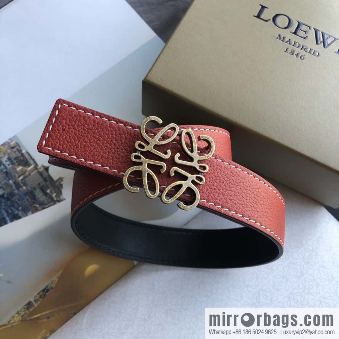 LOEWE Luo Yiwei 3.2cm old gold retro metal buckle first layer cowhide belt